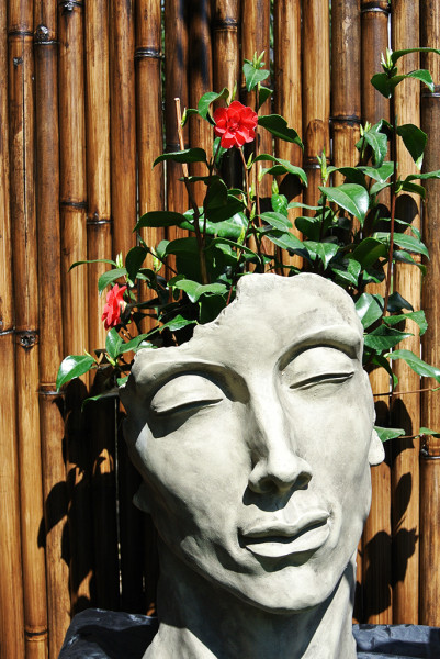 Gesicht Mann - Steingrau - Antikstein 52 cm