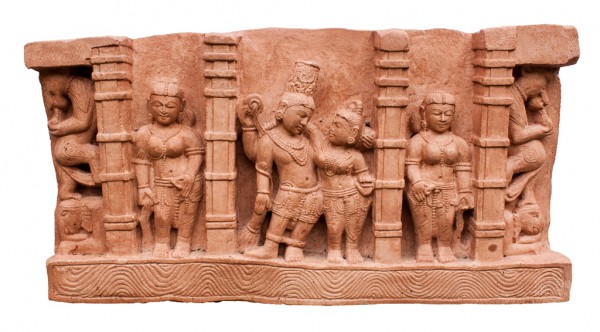 Relief Khajuraho- Shiva und Parvati mit Apsaras