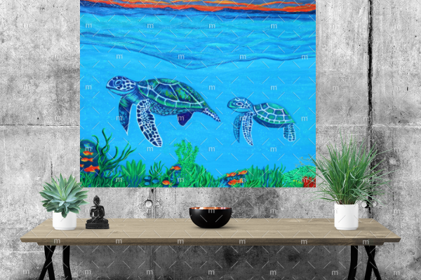 Turtle family painting - print