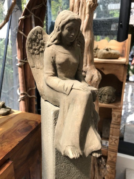 Kleine Merle sitzend auf Stele